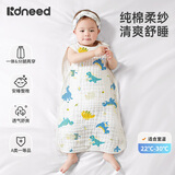 柯斯德尼（kidsneed）婴儿睡袋新生儿纯棉纱布无袖背心宝宝春秋护肚睡衣防踢被四层L码