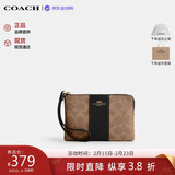 蔻驰（COACH）【品牌直供】女士手拿包拉链腕包钱包 棕黄色CW854 情人节礼物