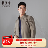 雅戈尔（YOUNGOR）单行政夹克男立领单茄克锦纶耐穿舒适透气男士上衣外套 VJJK409947YQA卡其 2XL 185/104A