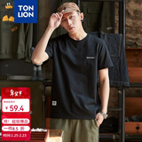 唐狮夏季新款T恤男纯棉短袖T恤宽松潮流上衣男士衣多穿 黑色 XL