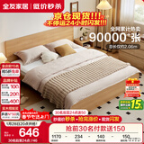 全友家居 北欧原木风板式床1.8米x2米主卧室简约现代家用木板双人床