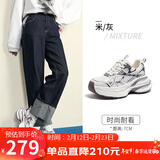 骆驼（CAMEL）银月户外复古老爹鞋厚底休闲鞋 L24A283742A 米/灰 35