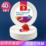 SHUANG YU一次性盘子【8英寸*40只】可降解纸盘蛋糕纸碟手工盘圆盘野餐用品