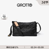 GROTTO个乐黑石包经典大容量植鞣绵羊皮单肩斜挎通勤软包男女款礼物 黑石M（黑标）