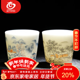 MULTIPOTENT主人杯中国白瓷羊脂玉瓷功夫茶杯对杯高口杯2个装新年礼物礼盒