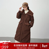 艾莱依羽绒服女仿羊羔毛领拼接长款时尚加厚过膝新年外套冬 蜜茶棕155