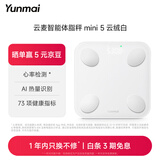 云麦智能心率体脂秤mini5 充电家用电子秤体重秤高精准73项身体数据监测管理 塑形减脂称重 云绒白