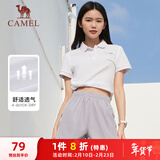 骆驼（CAMEL）棉感透气运动短袖T恤女简约POLO衫 C45225L2004A5 白色 XXL