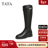 他她（TATA）时装靴骑士靴女靴子大筒围真皮长筒靴加绒高靴冬7TG84DG4 黑色（绒里）-7TG84 39