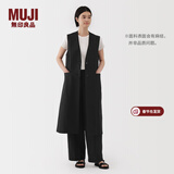 MUJI女式 汉麻混斜纹长款马甲马夹女款无袖上衣夏季 BC2LFC5S 黑色 M （160/84A）