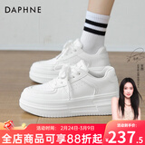 达芙妮官方小白鞋女2026年春秋爆款女鞋透气百搭运动休闲女鞋厚底板鞋女 白色【四季款 跟高5.5cm】 38