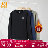 361°运动卫衣男春季新款圆领套头运动上衣男百搭服饰御寒简约运动服 【加绒男】超级黑 XL
