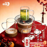 青苹果高硼硅玻璃杯340ml6只装 可加热围炉煮茶带把水杯泡茶杯牛奶杯