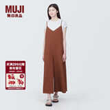 MUJI 女式 易干弹力泡泡纱 背带裤 女装夏季连体裤吊带BC2JRA4S 砖红色 XL （165/92A）