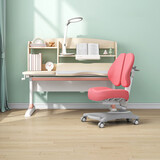 光明园迪（GMYD） 儿童学习桌椅套装可升降学生书桌可调节多功能写字桌椅诚者F120 诚者F120珊瑚粉+V7-2卡其+粉椅套