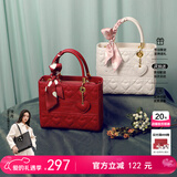 纽芝兰（NUCELLE）戴妃包红色手提新年结婚包大容量单肩斜挎包新年情人节生日礼物女