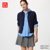 优衣库女装纽花圆领针织开衫/毛衣外套空调衫通勤488123 488123/69藏青色 M