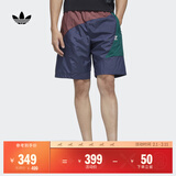 adidas复古拼接撞色舒适运动短裤男装夏季阿迪达斯官方三叶草   暗灰藏青/森林绿   XS