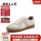 百丽（Belle）刘雯同款女散文诗复古德训鞋加鞋绒棉鞋简约情侣款休闲鞋B0992AM6 米色/灰-低帮女款（内增高2cm） 37 (235mm)