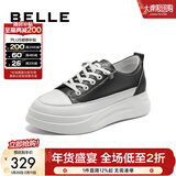 百丽（Belle）小白鞋女鞋商场款厚底增高一脚蹬单鞋透气休闲鞋U8N1DAM3 黑色 38 (240mm)