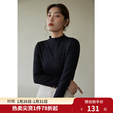 独束大码女装【发热防静电】百搭打底衫女显瘦秋冬新款胖mm针织衫 静谧黑 L
