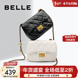 百丽情人节礼物包包女包碎银几两小号小方包羊皮小香风斜挎包X6917BX4 米色 F