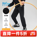 361°儿童夏季薄款长裤男童卫裤运动长裤女童秋冬保暖中大童休闲长裤 经典黑1501-男童【不加绒】 140