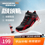 Skechers斯凯奇儿童秋冬休闲男女童二棉鞋轻质加绒保暖靴405222L/302583L 男童/黑色/红色/BKRD 34