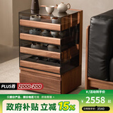 朴愫木作餐边柜移动茶台茶桌烧水壶一体桌黑胡桃实木茶桌台中式茶水柜 茶具陈列柜丨3月初