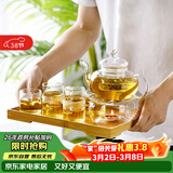金镶玉 玻璃套组高硼硅手工耐热耐高温水具功夫茶具花茶壶茶杯HP