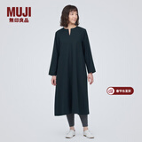 MUJI女式 起毛 V领长袖连衣裙 女款长裙裙子秋冬 女装 BC2FBC3A 深藏青色 L (165/88A)
