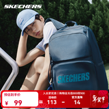 斯凯奇（Skechers）双肩包男女同款书包简约时尚大容量旅行包学生背包 藏青色【经典款-约24.4L大容量】