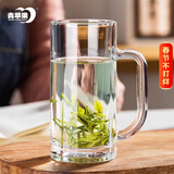 青苹果无铅玻璃杯320ml 带把水杯茶杯 扎啤杯啤酒杯 可乐杯饮料杯