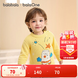 巴拉巴拉婴儿毛衣宝宝儿童毛衫男童女童2025新款冬装圆领线衫萌趣时尚上衣 黄色00333 100