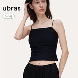 ubras刘雯同款甜妹风褶皱抹胸小吊带背心女士内搭美背上衣外穿黑色M