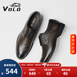 VOLO犀牛男鞋商务正装皮鞋冬季男士内增高透气德比鞋 卡其 40