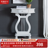 格澜帝尔（growdear）美式玄关桌靠墙桌欧式门厅玄关台玄关柜客厅隔断柜走廊半圆桌 白色（600*300*770） 组装