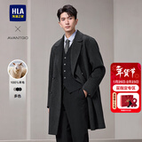 海澜之家（HLA）大衣男款轻商务经典平驳领纯羊毛外套男冬季 深灰07 3XL 190/104A 推荐181~196斤
