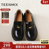天美意乐福鞋通勤休闲厚底女单鞋时尚女鞋2025新款 黑色-4.5CM 37