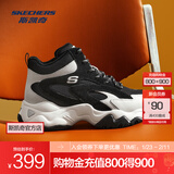 斯凯奇（Skechers）厚底加绒丨女子老爹鞋高帮秋冬季保暖增高熊猫鞋子运动休闲棉鞋女 黑色/白色/BKW 39