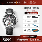 爱勒 AGELOCER原创陀飞轮男士高端机械表镂空手表送男友情人节礼物定制礼盒 陀飞轮9001A1-枪黑