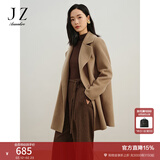 玖姿·安娜蔻经典复刻双排扣驳领中长大衣羊毛双面呢女冬款 驼色 XS