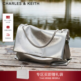 CHARLES&KEITH大容量纯色链条邮差包单肩腋下包包女包婚包新年礼物CK2-20271514 Pewter锡灰色 大包