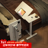 SOFS气动升降床边桌移动床上笔记本电脑桌沙发学习书桌站立办公工作台 【全折叠旋转款】右边款_白色