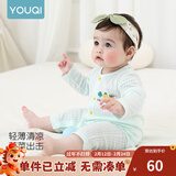 优奇婴儿衣服夏季薄款纯棉连体衣新生幼儿睡衣宝宝纱布哈衣夏装空调服 纯棉款【闭档】水绿 80cm