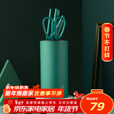 炊大皇 刀具套装 厨房锋利刀具5件套 切片刀切菜刀祖母绿