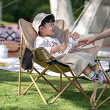 牧高笛（MOBIGARDEN）折叠月亮椅 户外露营便携懒人椅躺椅露营椅子 NX25665013 细沙黄