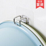 八千城不锈钢脸盆挂钩无痕免钉粘钩卫生间壁挂式挂盆神器盆子收纳免打孔 脸盆架3个（7*7透明）+加送1个贴