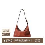 裘真38节礼物【明星同款】植鞣胎牛皮腋下经典hobo包通勤真皮女包 栗木色-小号(胎牛皮版)售罄不预售 小包/大包
