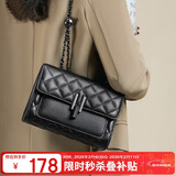 红蜻蜓（RED DRAGONFLY）包包女包真牛皮金珠链单肩斜挎腋下包送女友情人节新年生日礼物